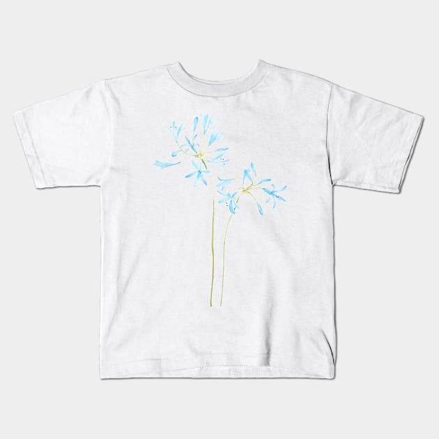 blue African lily watercolor Kids T-Shirt by colorandcolor